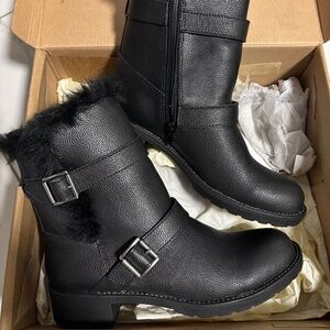 Womens New GH Bass Mara Black Fur lined ankle boot 7M